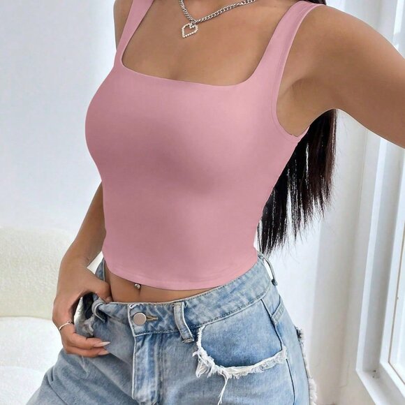 Crop Tank top, Solid Crop Top, Slim Fit Y2K Tank top, Boho Summer Sexy Top - Picture 2 of 7